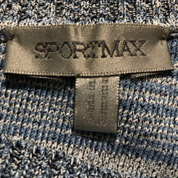 Sportmax Max Mara Blue Striped Knit Oversized Front Pockets Crewneck Sweater S/M - Picture 14 of 14